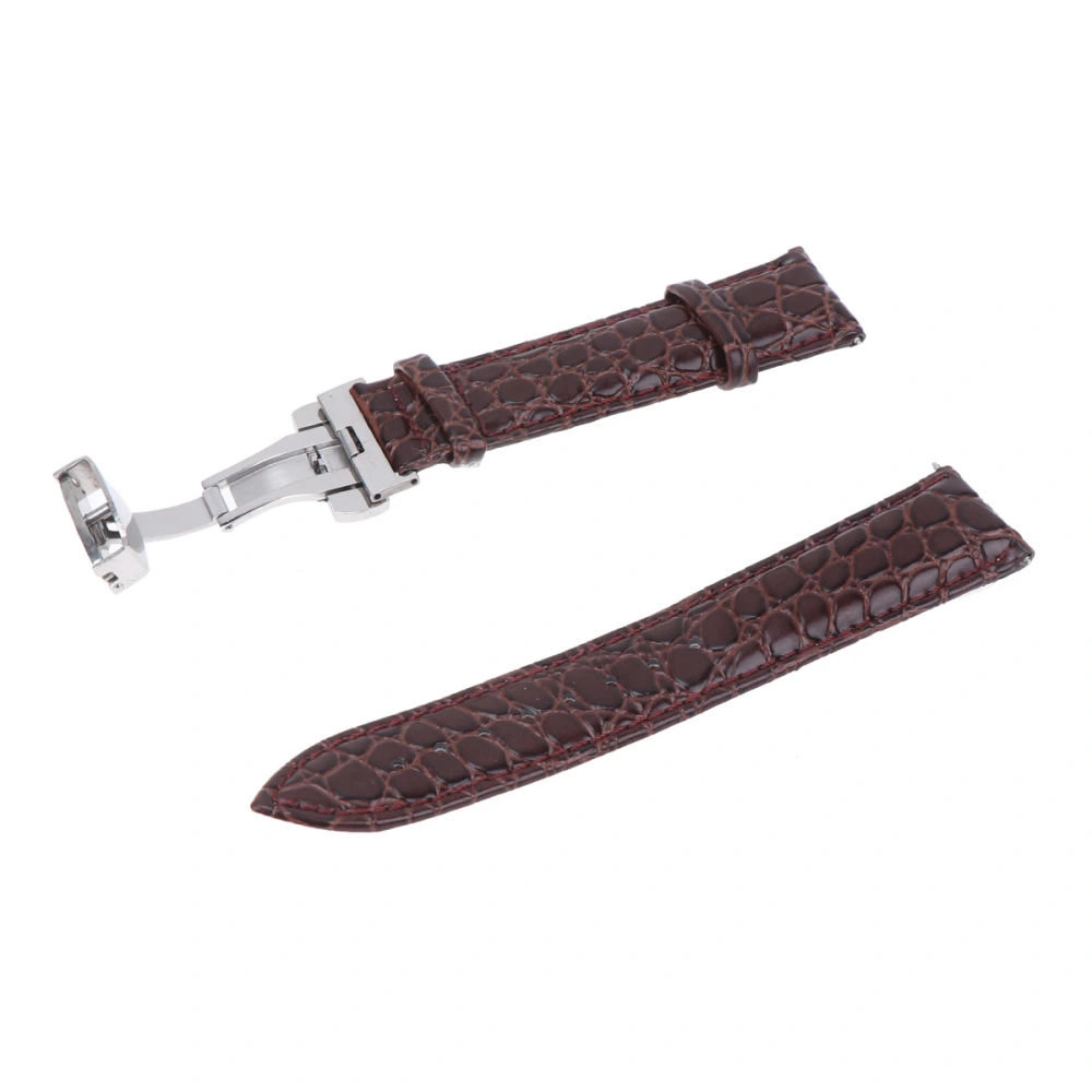 1PC 22mm Leather Watch Band Watch Wristband Buckle Replacement Band Strap (Brown)