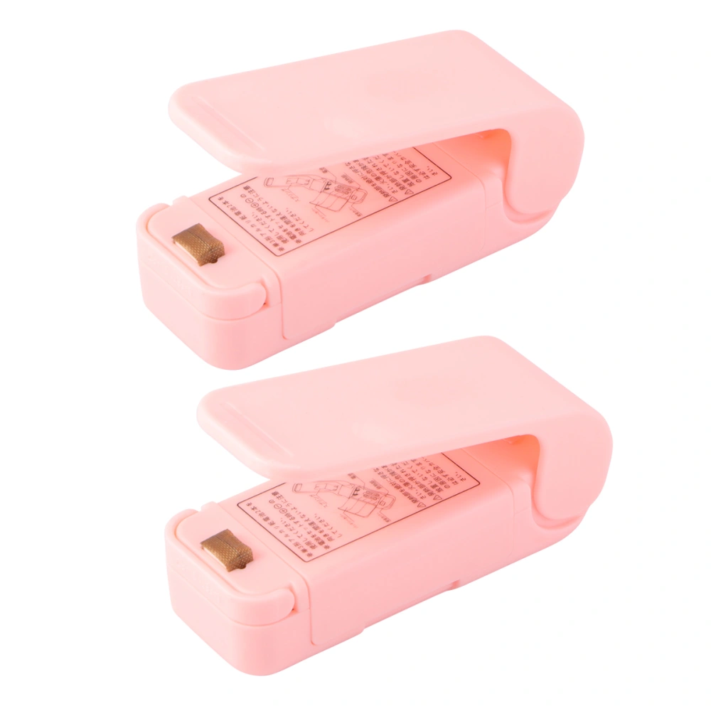 2 Pcs Portable Mini Bag Sealer Hand-held Food Saver Battery Operated Heat Sealer (Pink, No Battery)