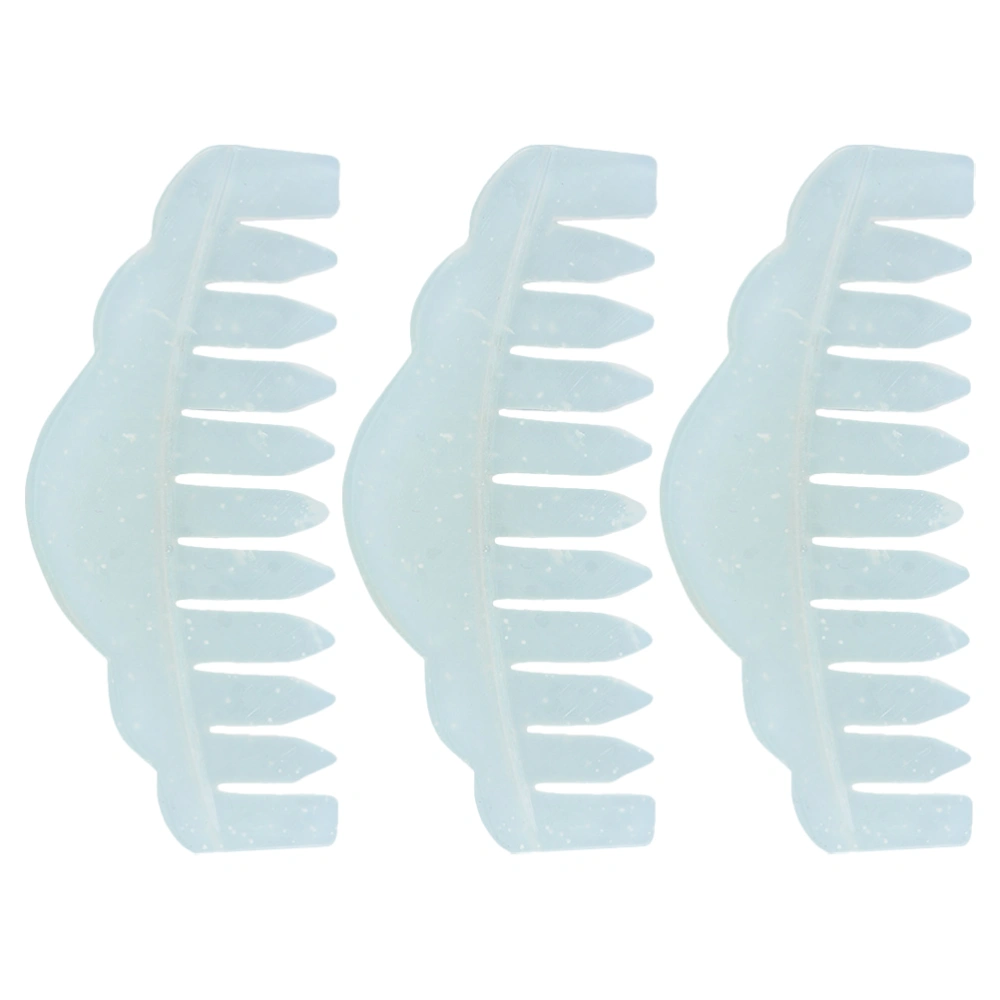 3 Pcs Wave Design Jade Stone Head Therapy Massage Hair Combs Scalp Massagers (Sky Blue)