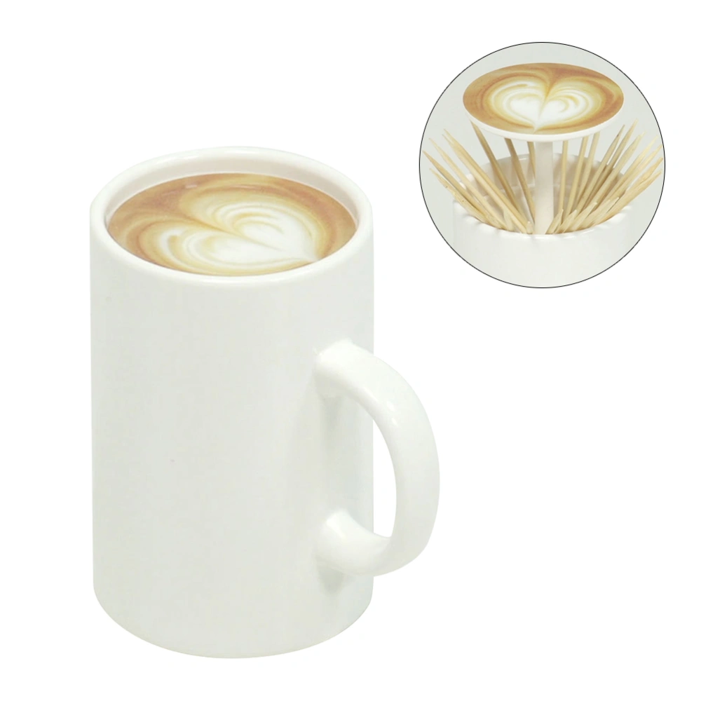 Toothpick Holder Box Coffee Cup Shaped Automatic Retractable Toothpick Dispenser for Wooden Toothpicks