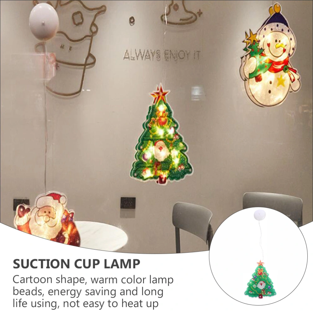 2Pcs Christmas Cupboard Glass Suction Cup Lamp LED Christmas Theme Lights