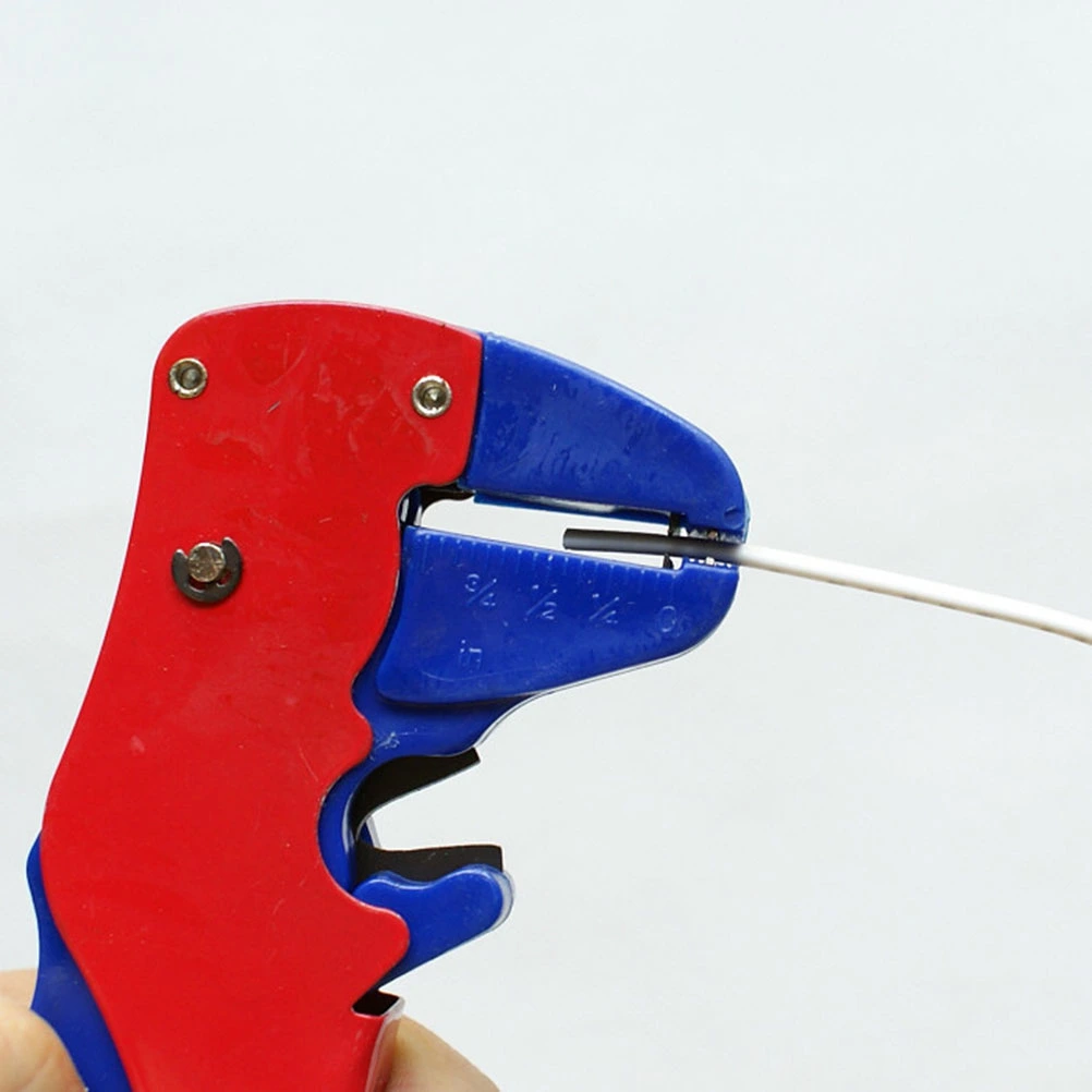 Adjustable Automatic Cable Wire Stripper with Cutter 0.2-3mm Square Meter Duckbill Bend Nose Bolt Clippers Wire Stripping Tool (Red and Blue)