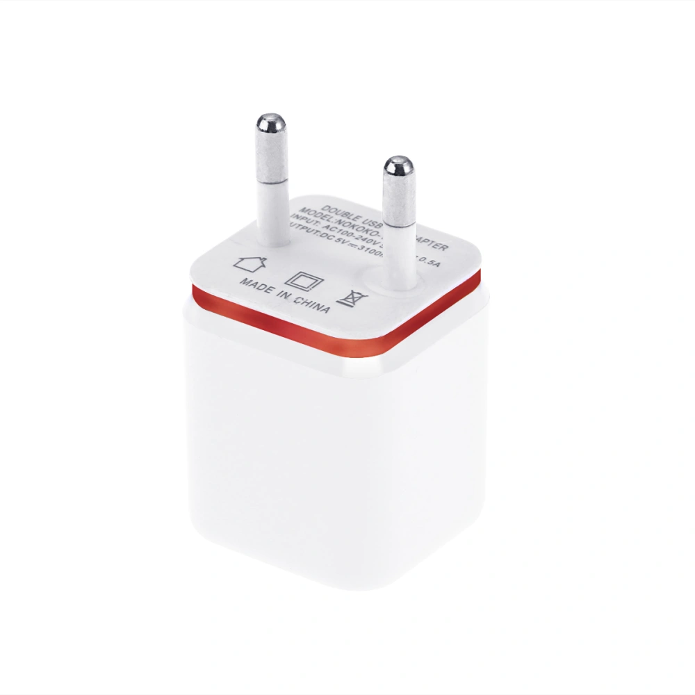 Dual USB Charger 2.1A Home Travel Rapid USB Power Adapter Charger Plug for Smart Phone with EU Plug (Red Edge)