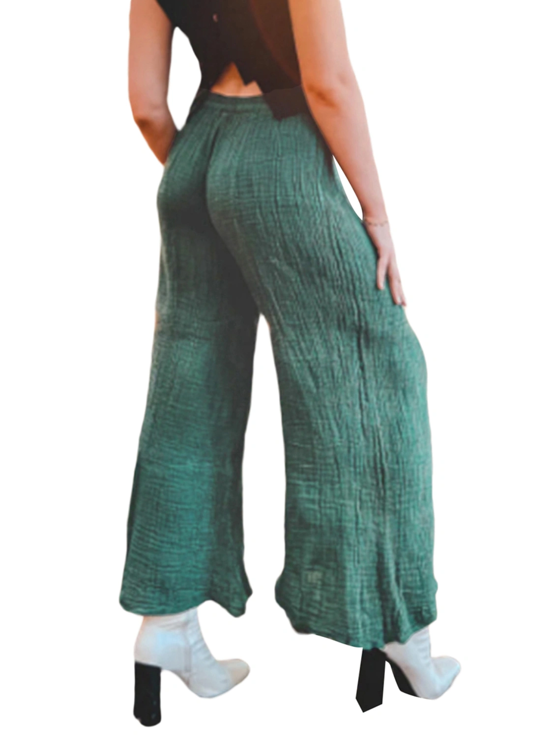 Women's Loose Yoga Pants Solid Color Drawstring Elastic Waist Trousers Wide Leg Pants