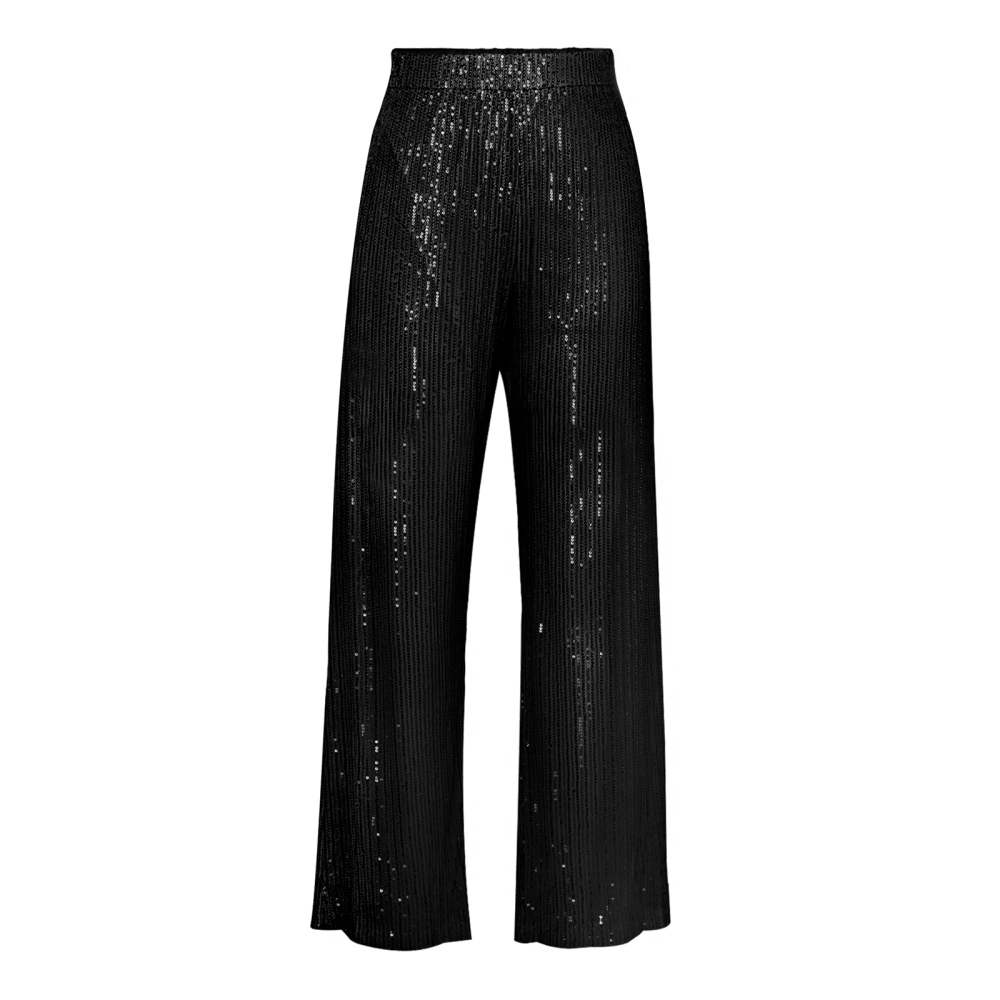 Women Wide Leg Pants, Sequins Decor Surface Casual Elastic Pants 