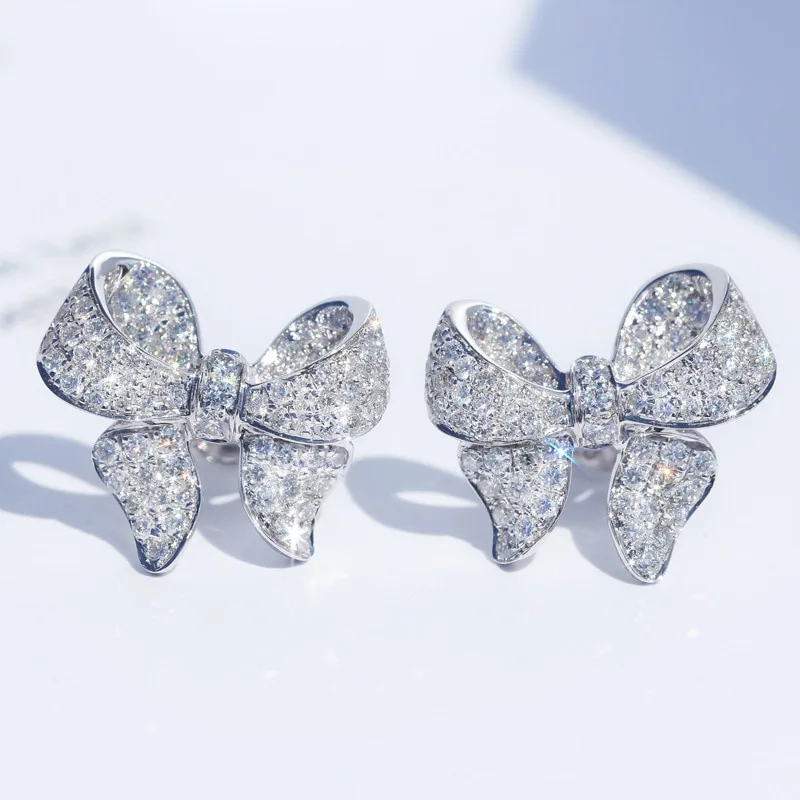 Zircon earrings bow