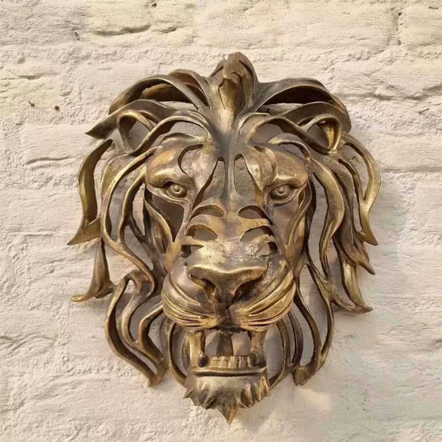 Lion's Head Wall Hanging Art Metal Sculpture