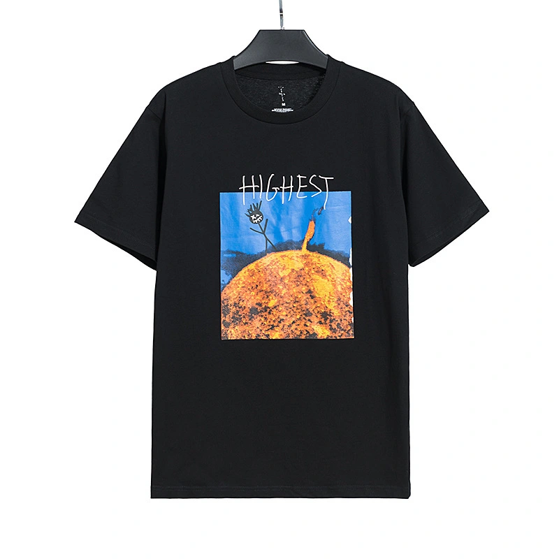 Travis Scott HITR SUN Hoodie SUN Stickman Printed Short-sleeved T-shirt Men's And Women's Summer Wear