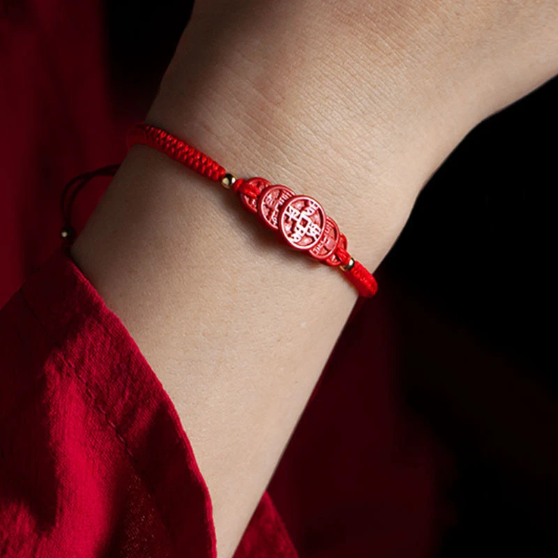 Men's And Women's Fashion Cinnabar Woven Pull Bracelet