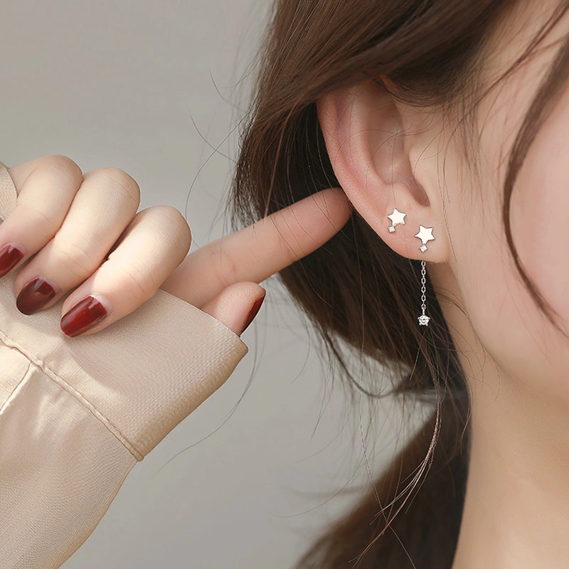 XINGX Tassel Stud Earrings For Women Simple New Asymmetric