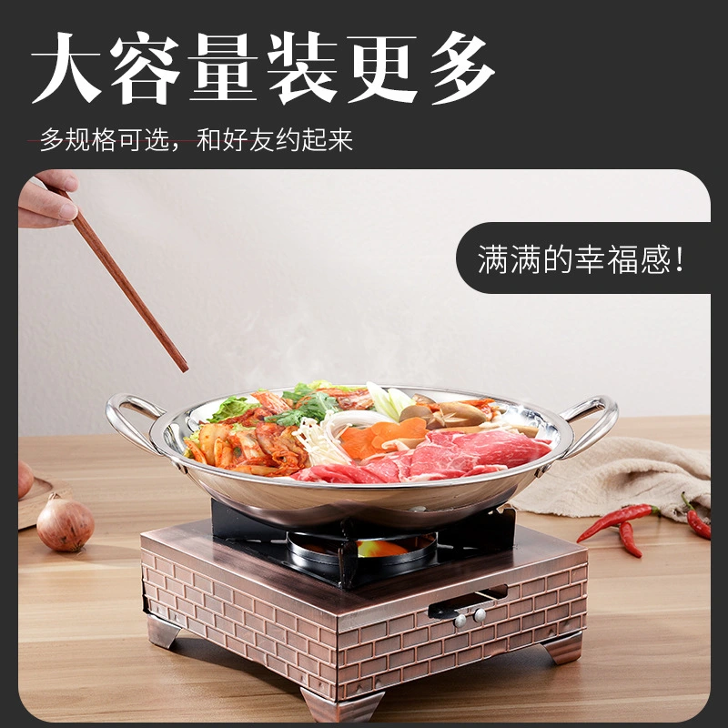 Stainless Steel Wok Pan with Double Handle Household Griddle Pan for Home Kitchen