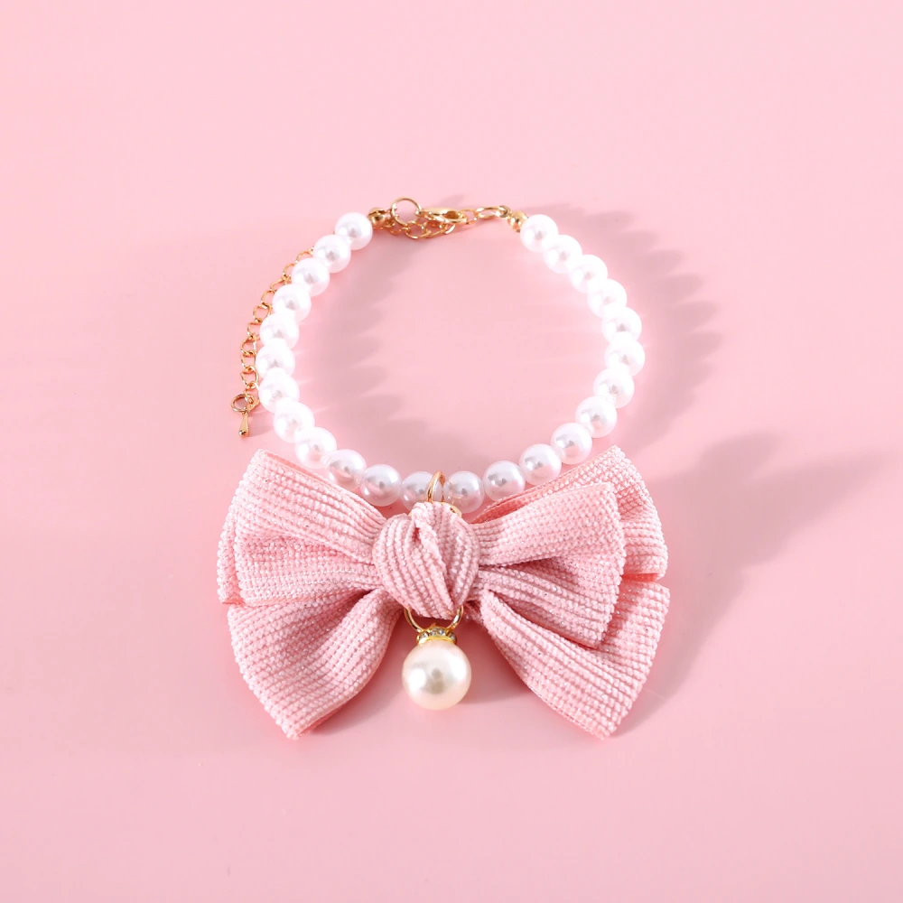 Pearl Cat Collar Delicate Dog Collar Bowknot Puppy Collar Decor Dog Accessory