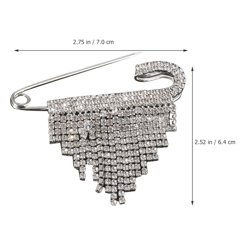 Fashionable Rhinestone Brooch Creative Triangle Rhinestone Tassel Brooch Business Suit Brooch