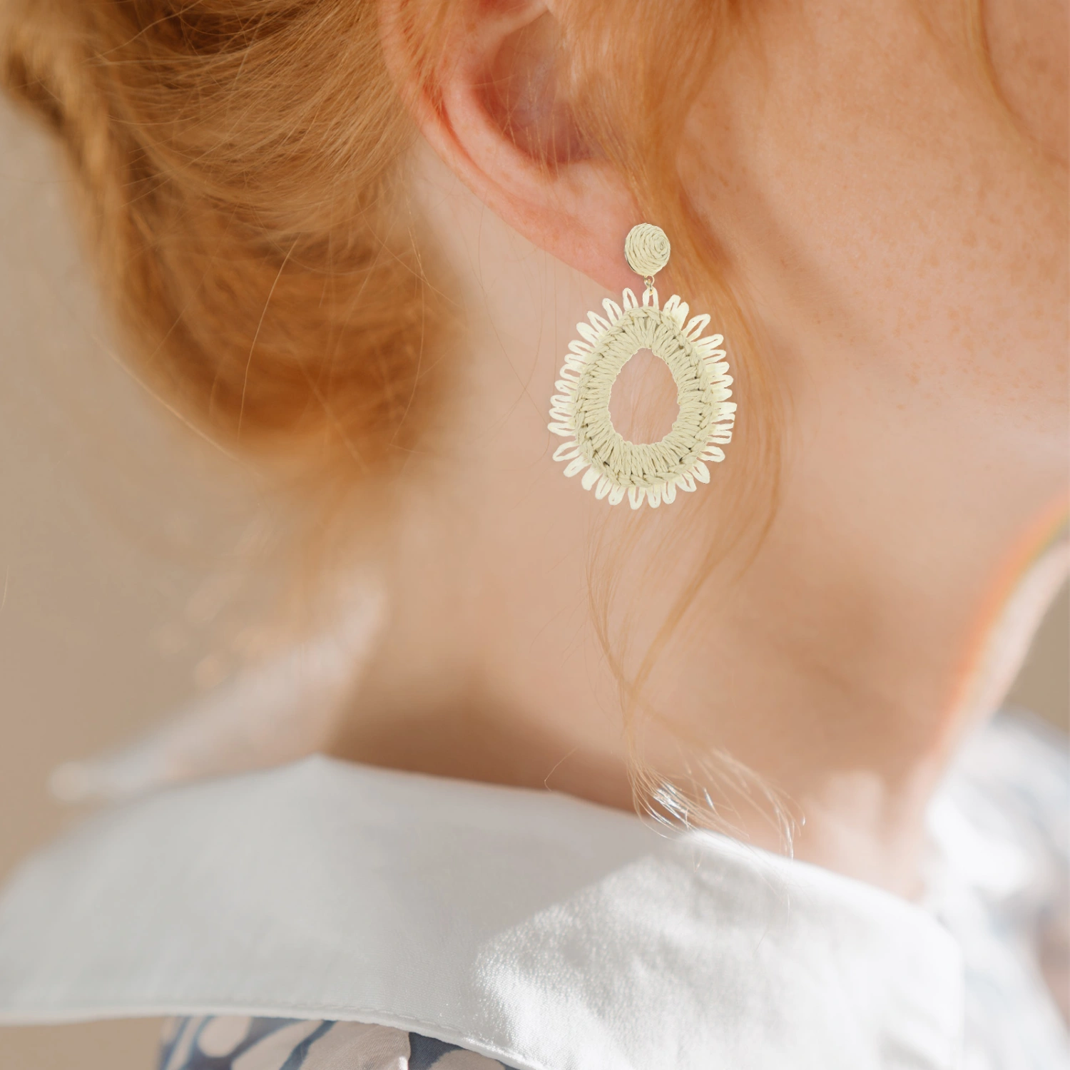 1 Pair Raffia Earrings Women Decorative Earrings Statement Summer Drop Earrings