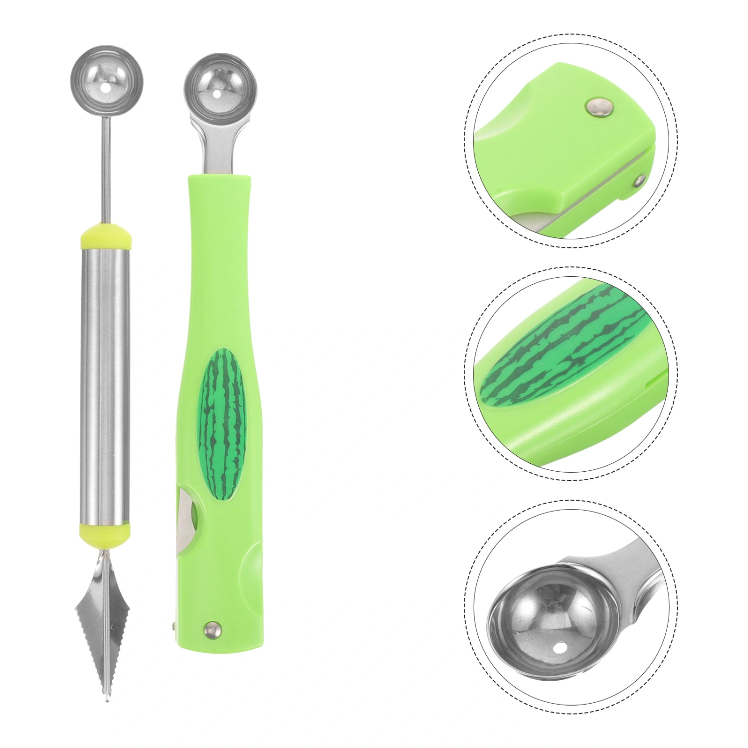 2pcs Melon Baller Scoops Multi-use Fruit Cutters Fruit Carving Tools Watermelon Cutters for Dig
