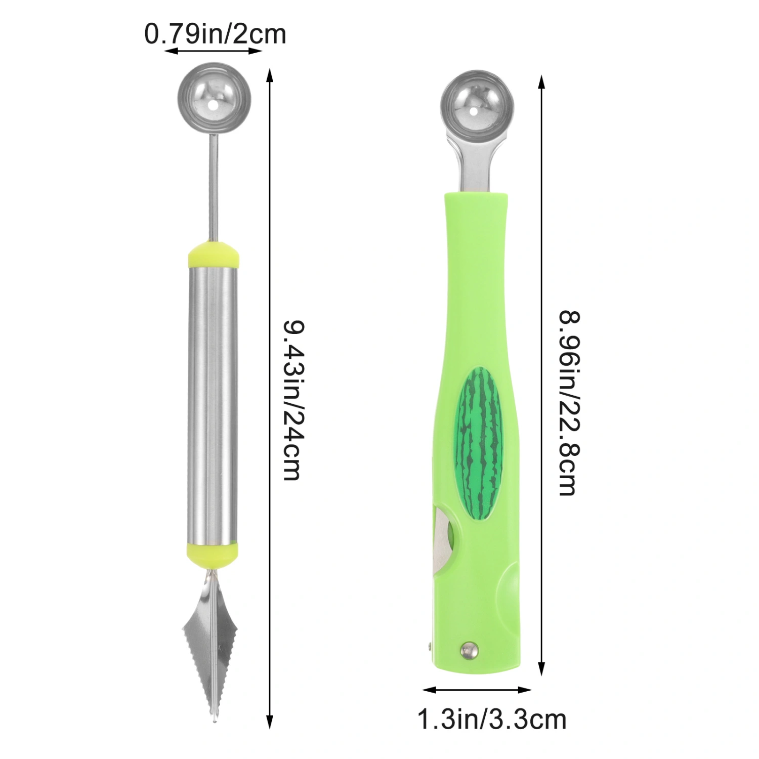 2pcs Melon Baller Scoops Multi-use Fruit Cutters Fruit Carving Tools Watermelon Cutters for Dig