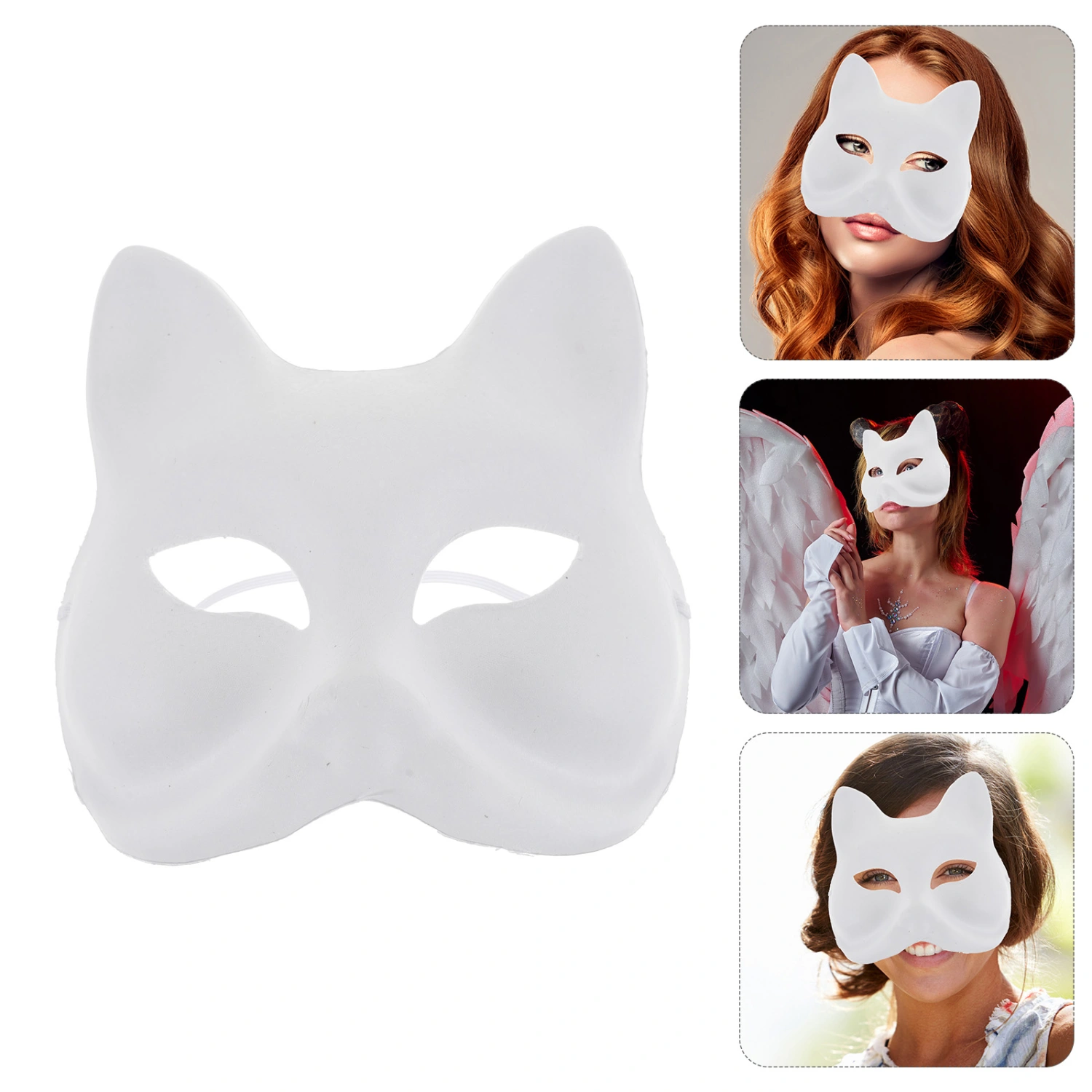 6Pcs Unfinished Animal Mask Funny White Paper Blank Hand Painted Mask Costume Accessory