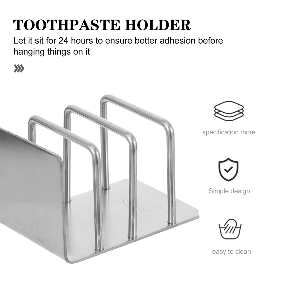 Toothpaste Holder Stainless Steel Punch Free Wall Mount Toothbrush Holder Rack