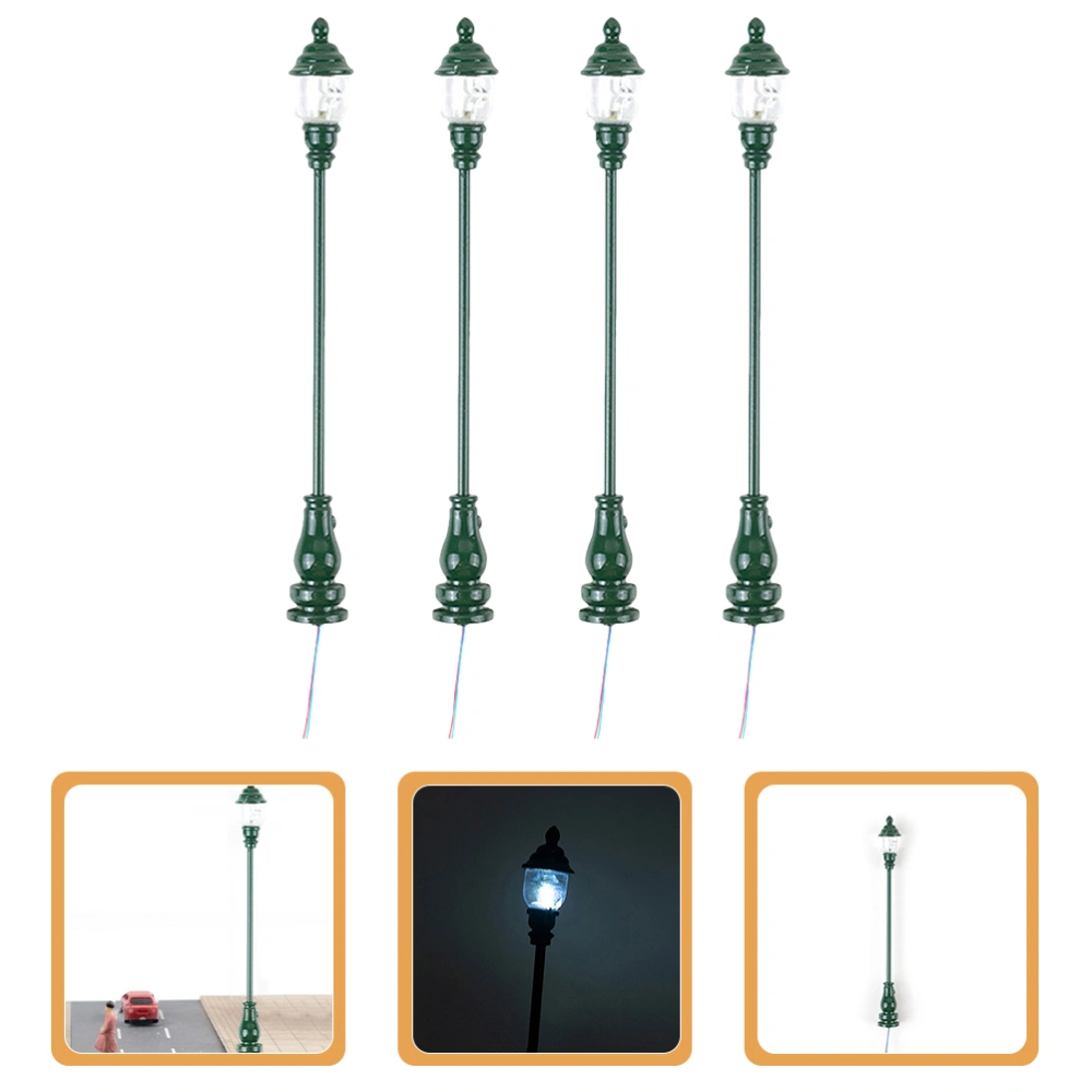 4Pcs Miniature Yard Lamps Model Simulated Street Light Props Sand Table Lamp Props