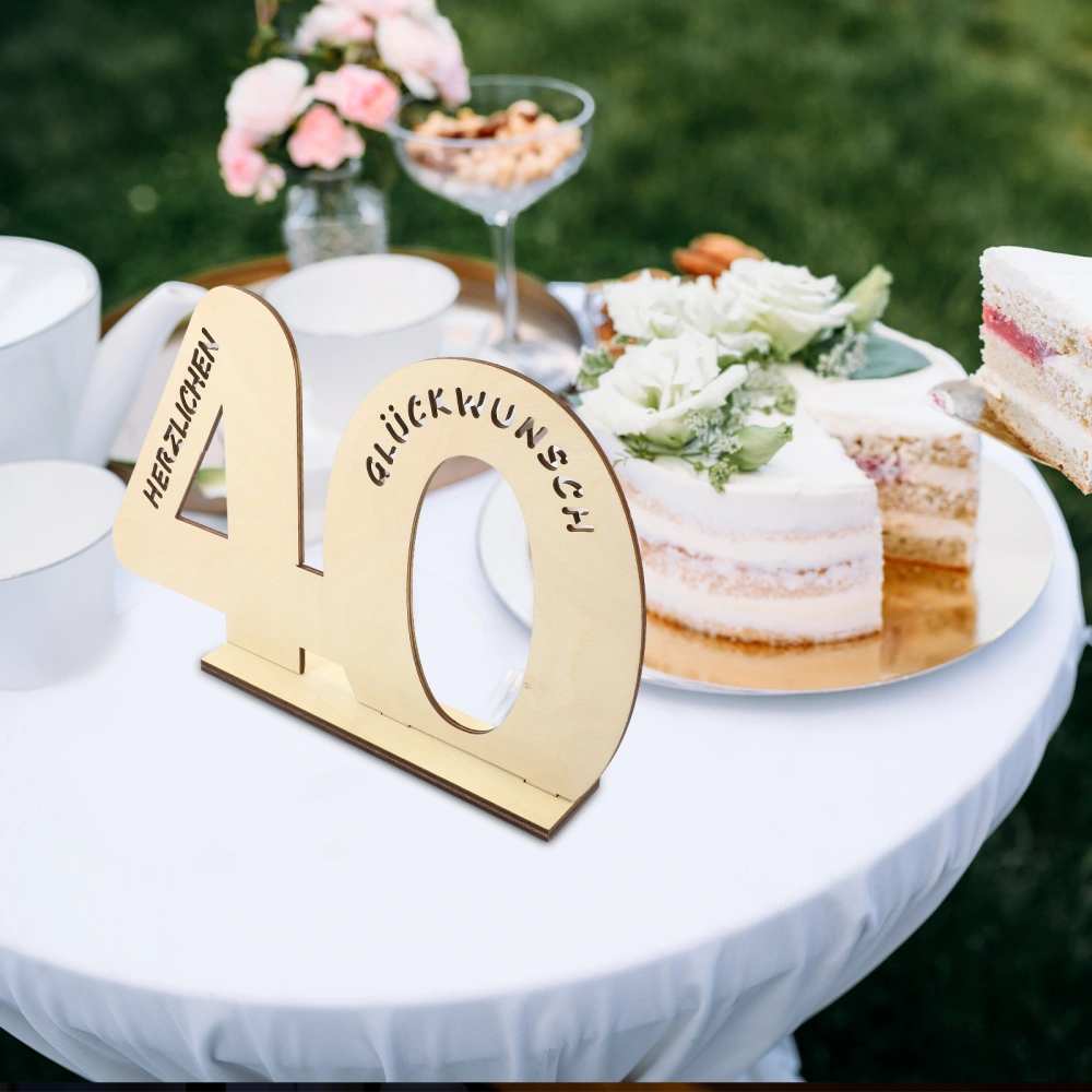 Tabletop Wooden Number Sign Birthday Party Anniversary Number Decoration Cake Wooden Number Adorn