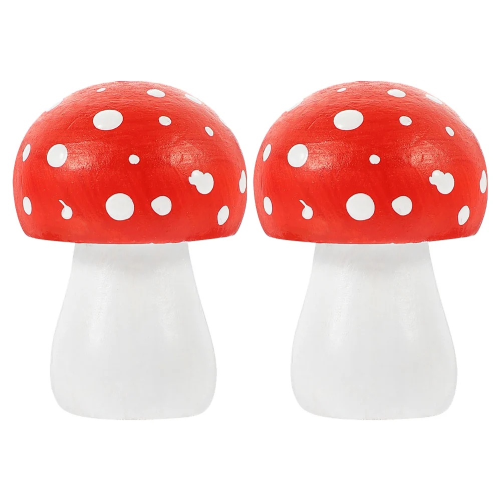 2pcs Wood Mushroom Imitation Mushroom Ornament Garden Micro Landscape Decorations