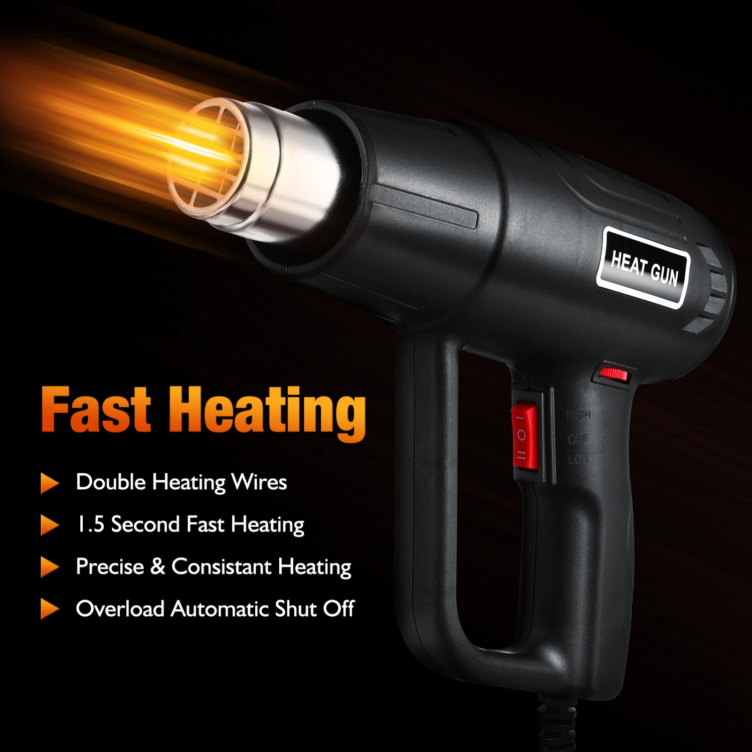 2000W Industrial Hot Air Heater Adjustable Temperature Electric Air Flow Heater With UK Plug