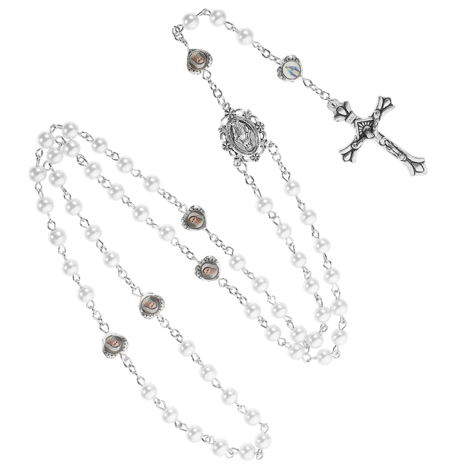 Rosary Beads Necklace Religious Necklace Beads Neck Jewelry Pearl Necklace Decoration