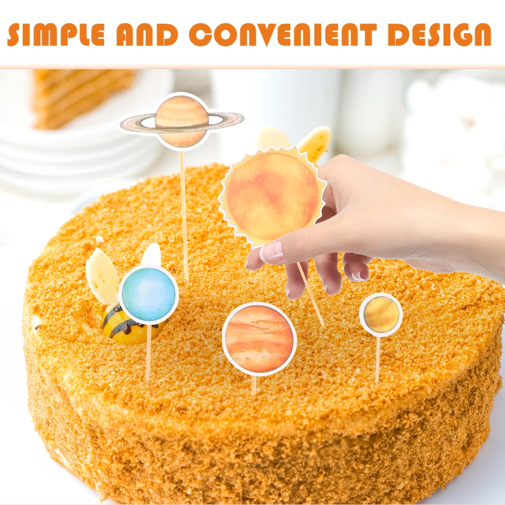 1 Set Planet Cake Decoration Solar System Birthday Cake Ornament Cake Pick