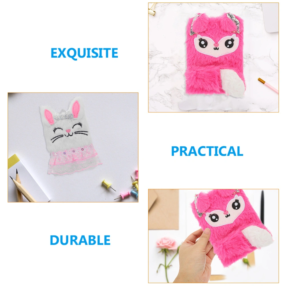 2pcs Fluffy Writing Book Fox and Bunny Diary Girls Journal Fuzzy Journal Easter Kids Gift