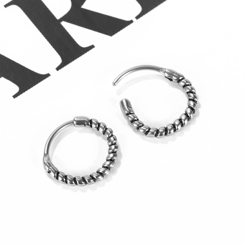 New Vintage Winding Curved Men's Titanium Steel Earrings