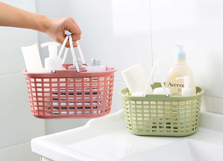3pcs Bathroom Storage Basket with Handle Body Wash Shampoo Storage Holder Kitchen Basket