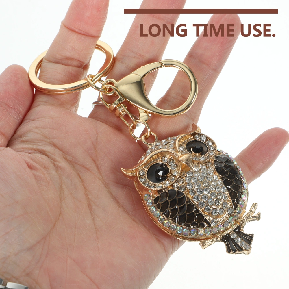 Owl Shape Rhinestone Sparkling Keychain Bag Pendant Handbag Charm for Women