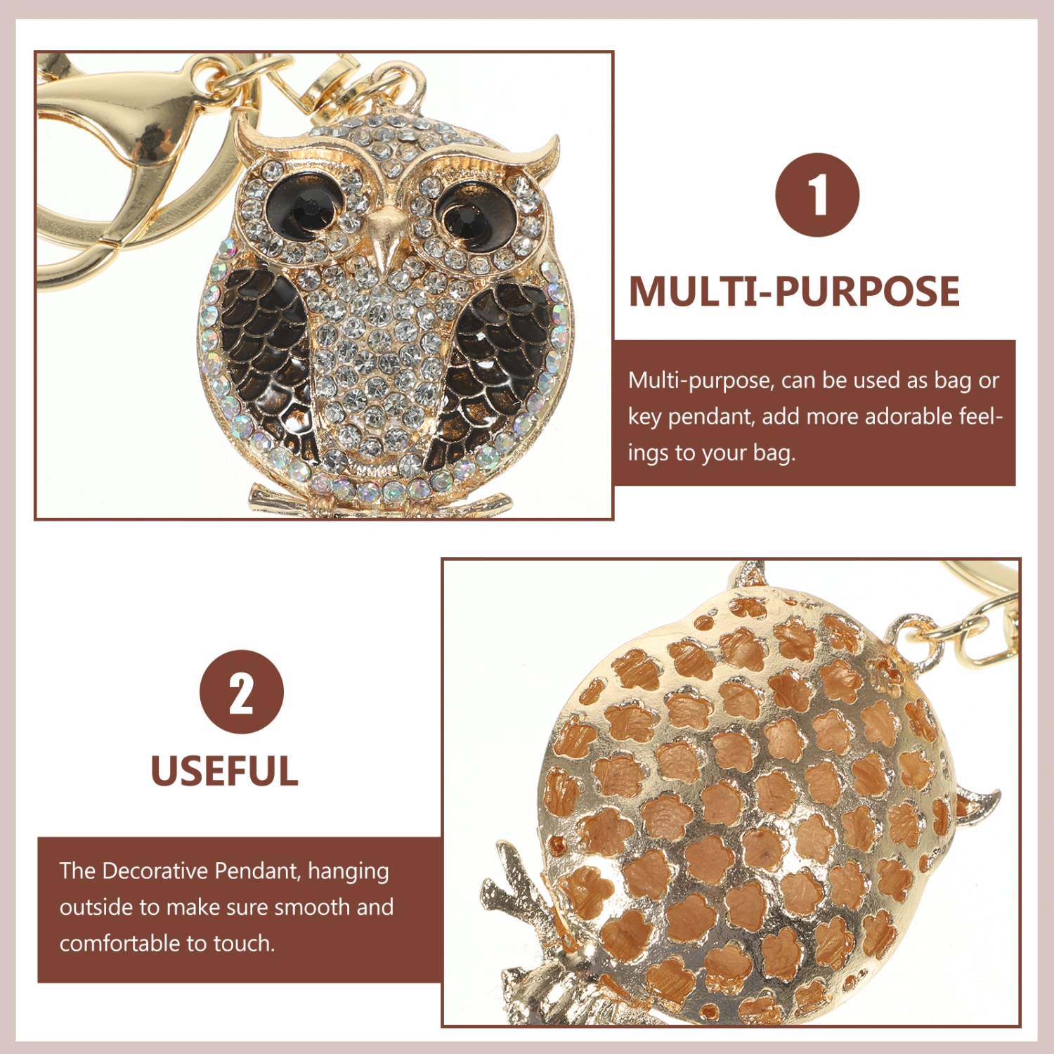 Owl Shape Rhinestone Sparkling Keychain Bag Pendant Handbag Charm for Women