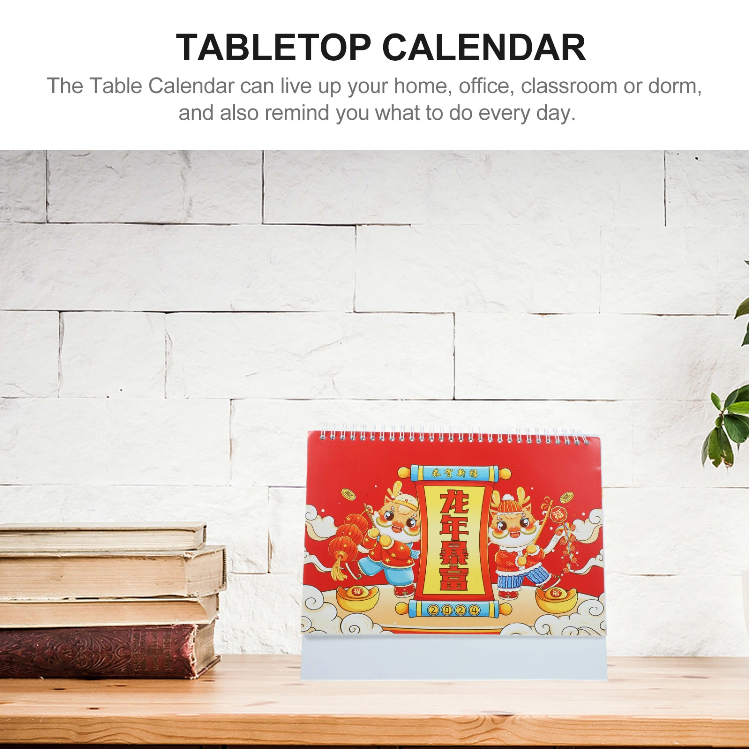 Desk Calendar 2024 Calendar Ornament Dragon Year Calendar Home Office Tabletop Calendar Decor