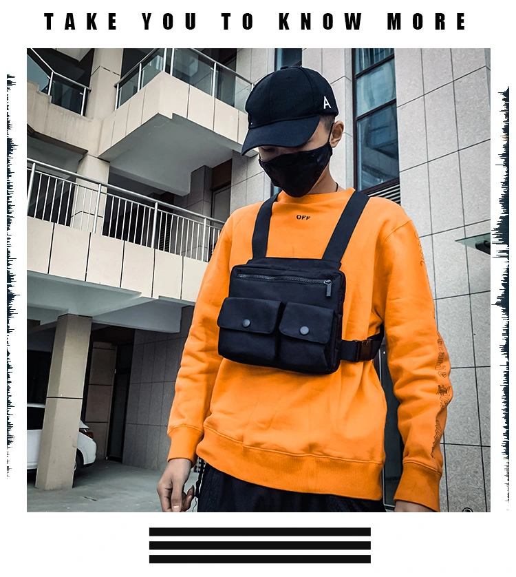 Fashion Male Chest Bag Hip-hop Vest Bag Creative Harness Bag Lightweight Street Walking Chest Pack