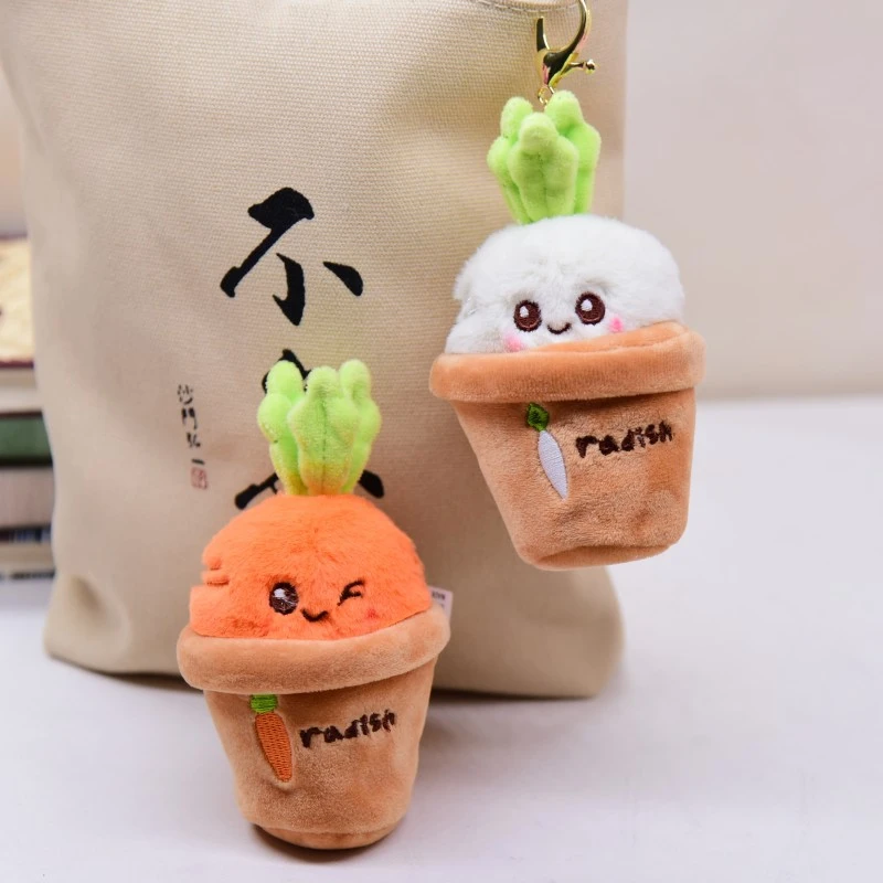 Cute Cartoon Potted Carrot Pendant Keychain