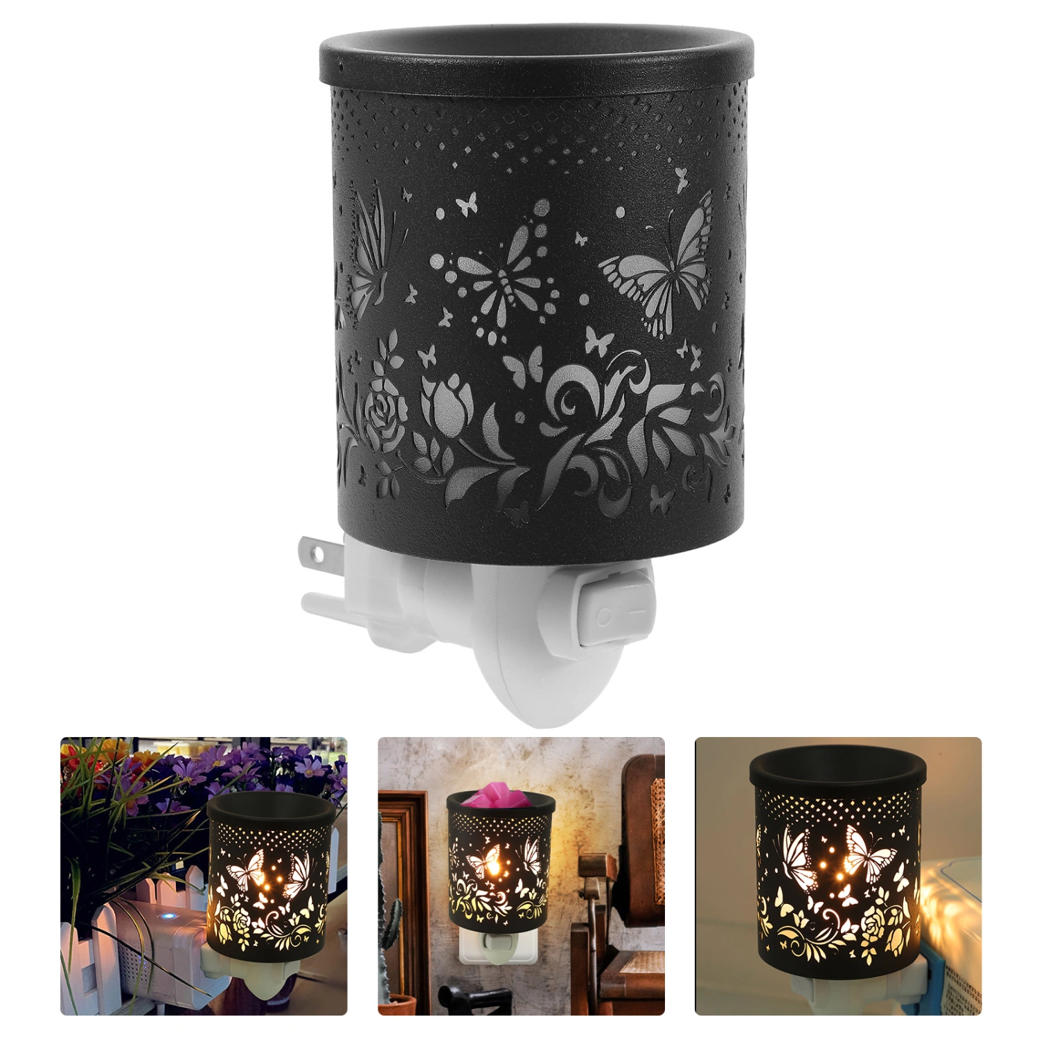 Household Wax Melt Warmer Electric Metal Wax Burner Aromatherapy Oil Diffuser Bedroom Night Light(US plug)