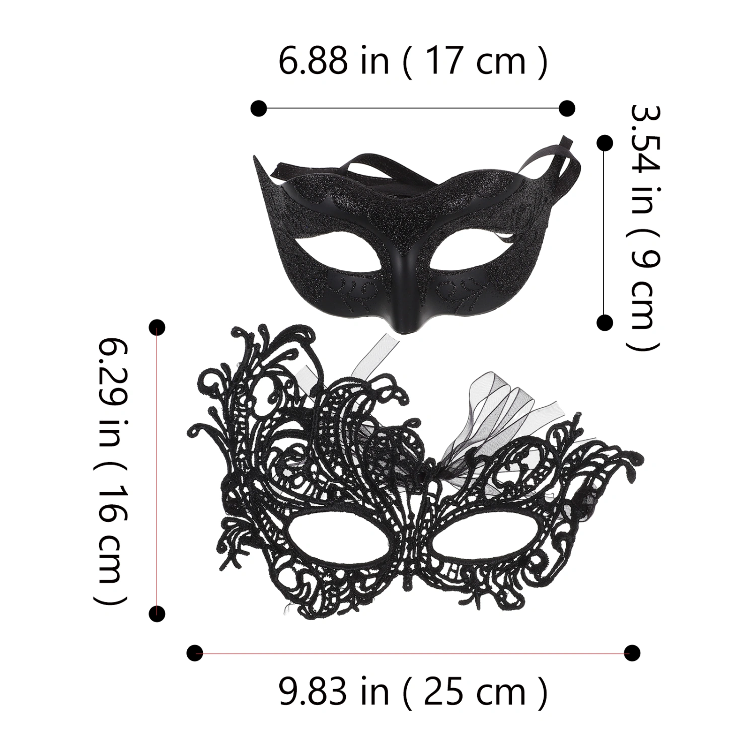 2pcs Costume Ball Cosplay Mask Mysterious Half-face Masquerade Mask Costume Accessory