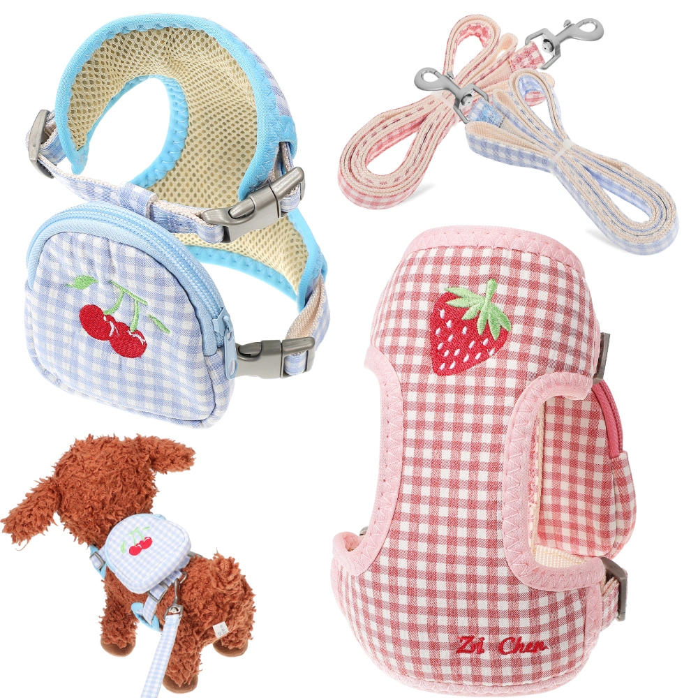 2pcs Small Dog Harness Cute Dog Harness Backpack Detachable Pet Harness Puppy Dog Vest Harness