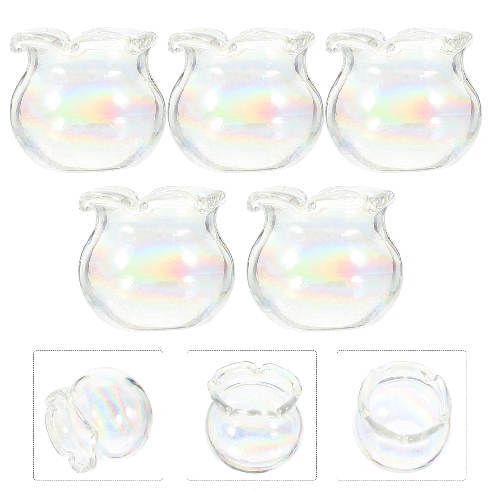 5Pcs DIY Miniature Fish Tanks Glass Ornaments Desktop Mini House Toys Exquisite Fish Bowls