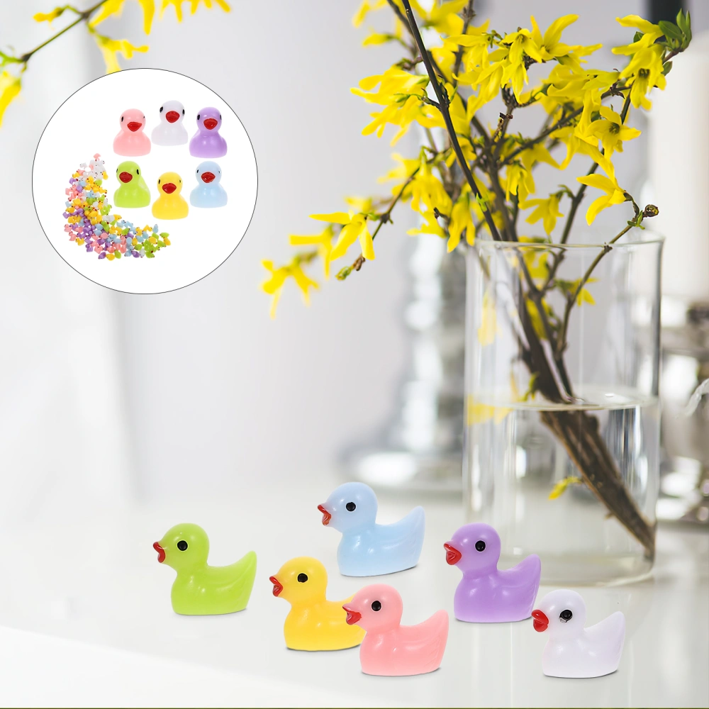 200Pcs Resin Mini Duck Figurine Adorable Miniature Duck Statue Lovely Tiny Duck Garden Duck Decor