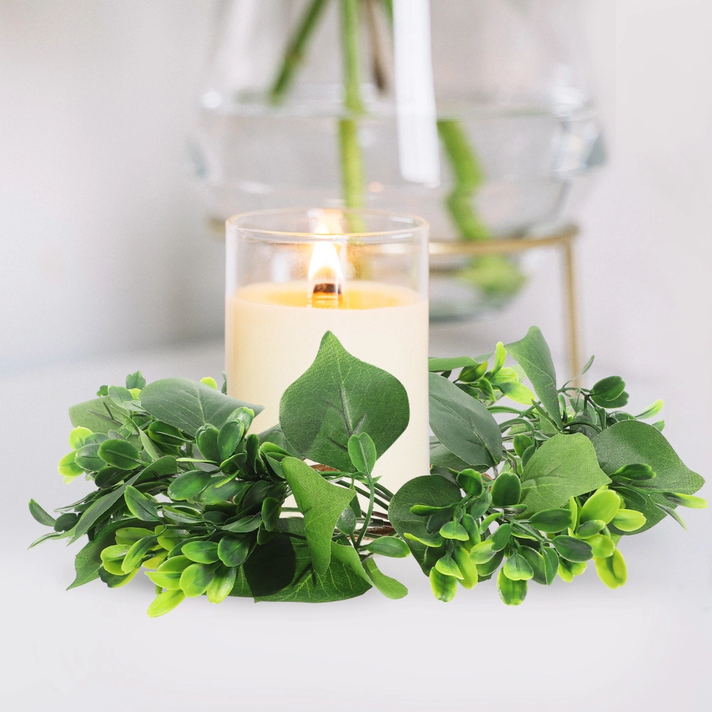 2pcs Pillar Candle Wreath Greenery Candle Rings Dinner Party Candle Garland