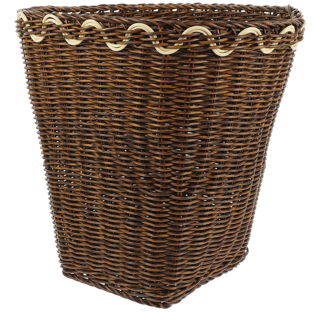 Woven Trash Basket Bathroom Woven Basket Natural Plastic Trash Can Woven Trash Bucket Decor