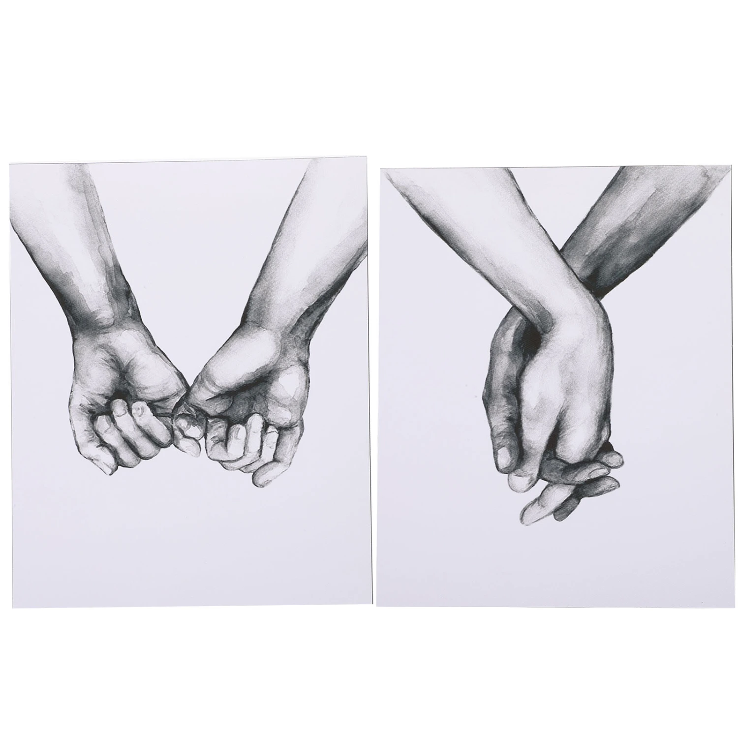 2pcs Decorative Hanging Pictures Love Holding Hands Wall Canvas Pictures No Frame
