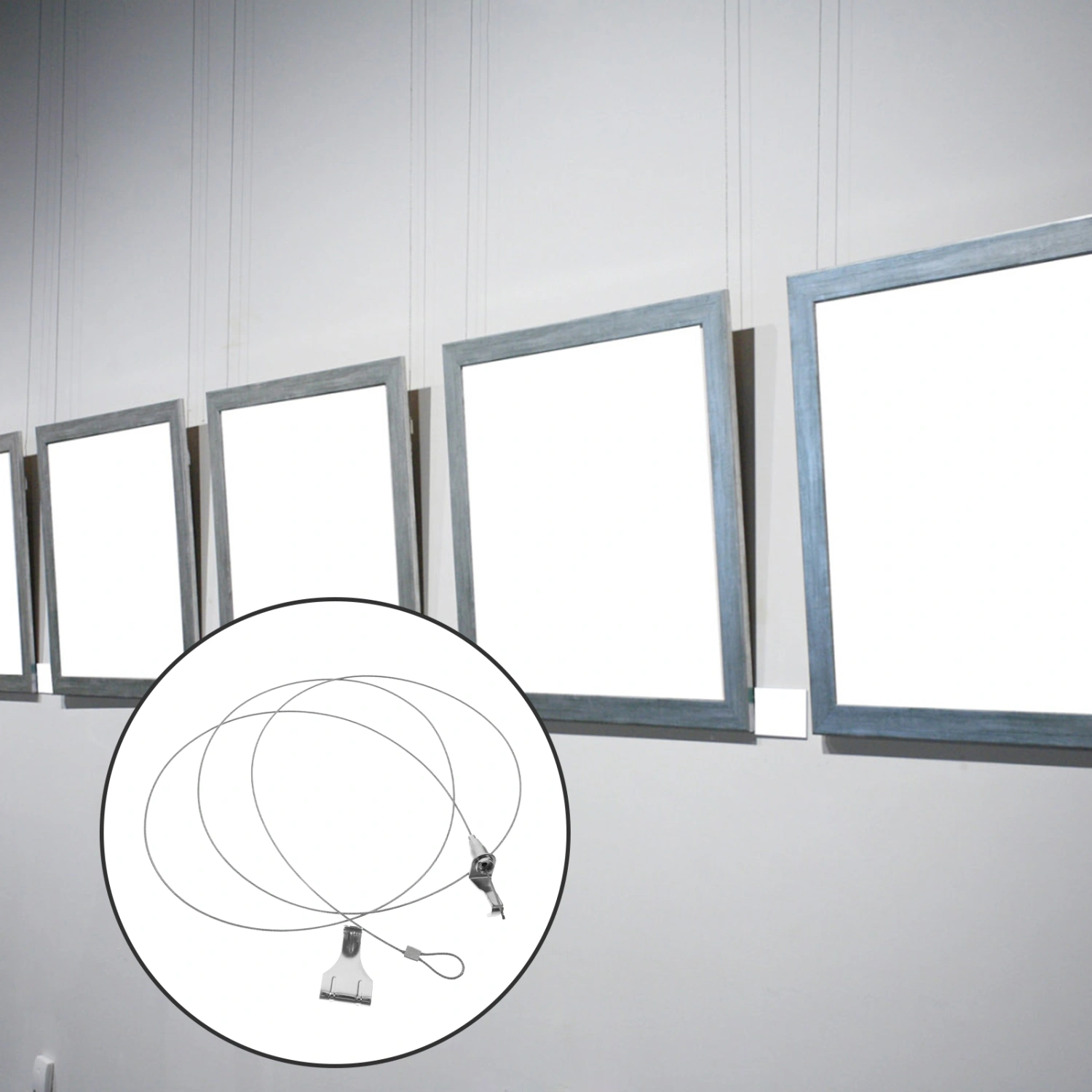 6 Sets Picture Rail Wires Picture Rail Hanging System Adjustable Wire Hooks Kit Gallery Supplies
