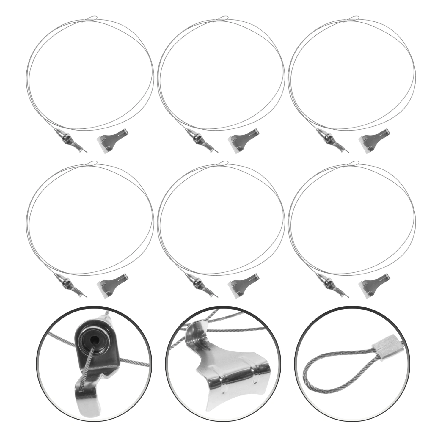 6 Sets Picture Rail Wires Picture Rail Hanging System Adjustable Wire Hooks Kit Gallery Supplies