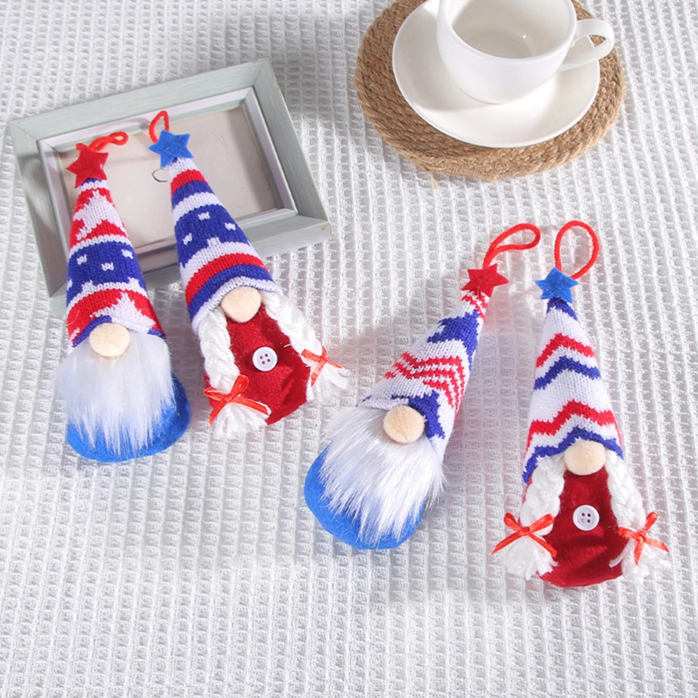 4pcs 4th of July Patriotic Gnome Hanging Ornament American Gnome Pendant Patriotic Decoration