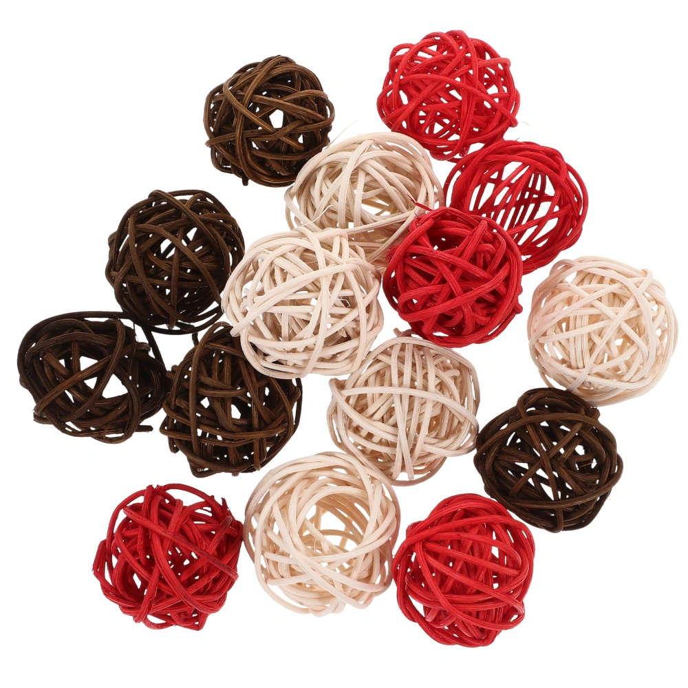 15pcs Small Decorative Simulation Rattan Balls Vase Bowl Filler DIY Christmas Tree Ornaments