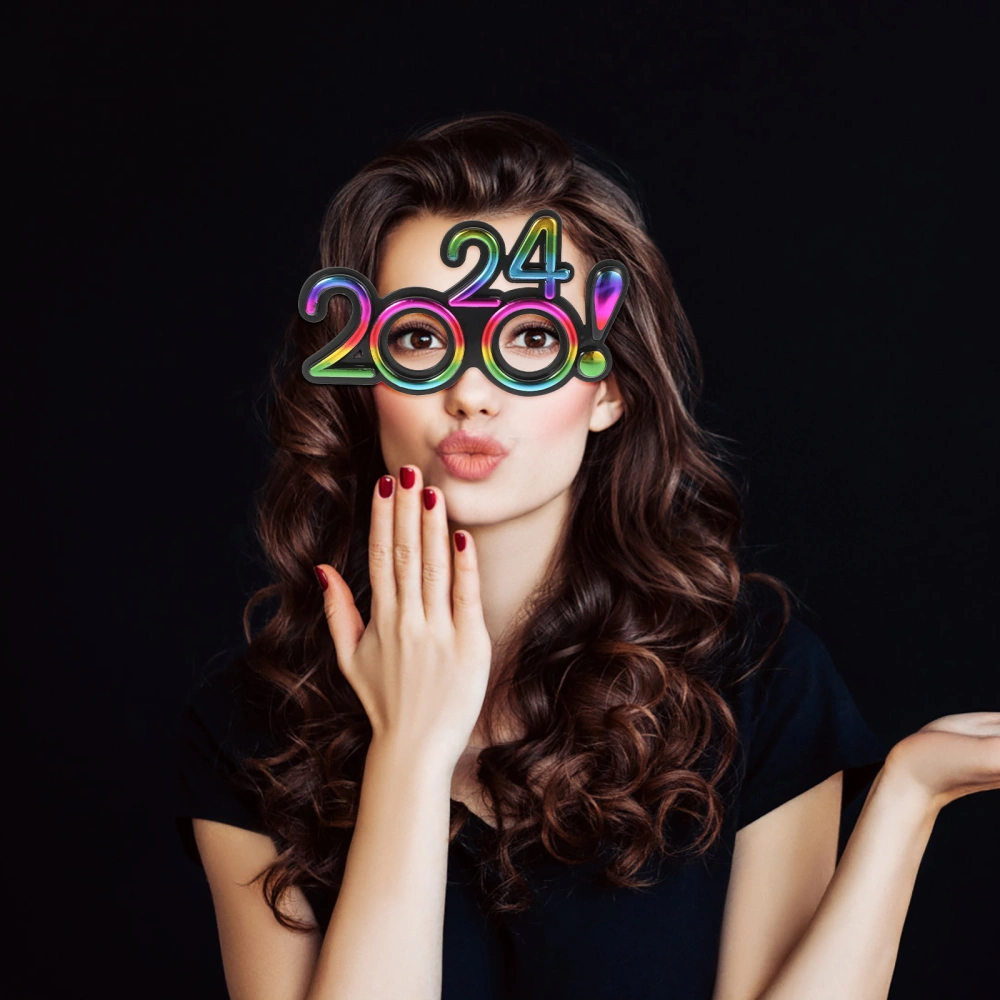 New Year 2024 Glasses Prop Eyeglasses Photo Booth Prop 2024 New Year's Eve Party Decoration