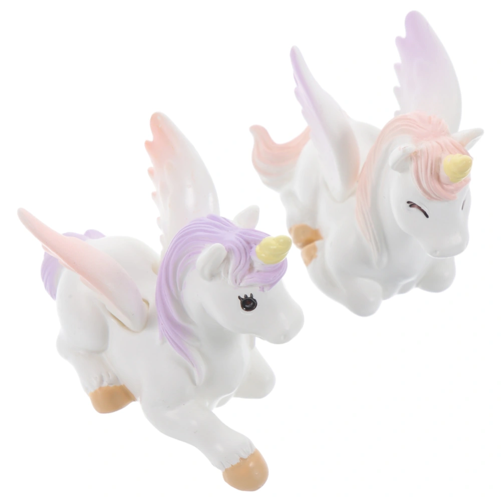 2pcs Mini Unicorn Figurine Unicorn Cupcake Toppers Cute Miniature Cake Unicorn Decorations